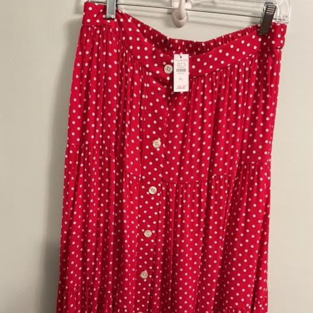 Talbots red/white polka dot skirt. Tiered layers